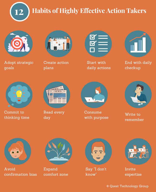 12 habits of highly effective action takers infographic