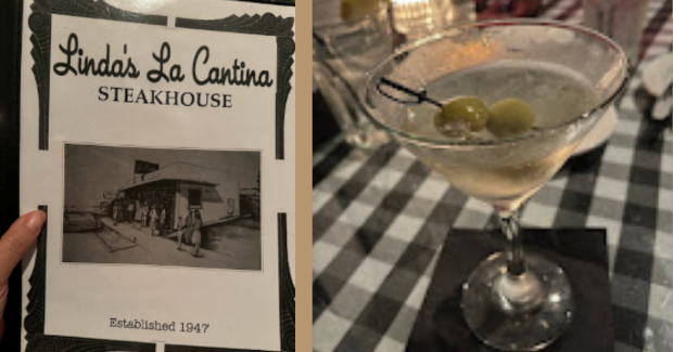 Linda's La Cantina menu and martini