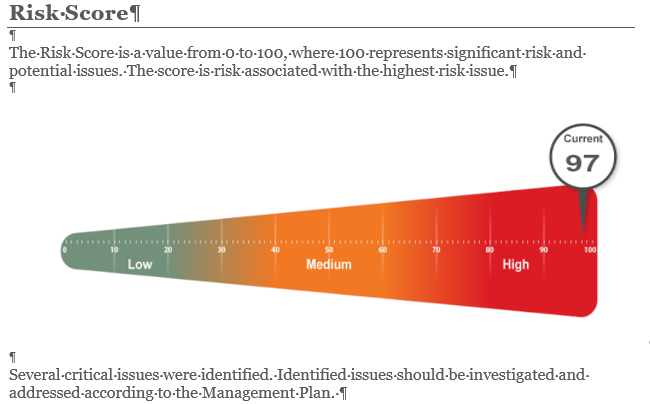 Risk score sample screenshot